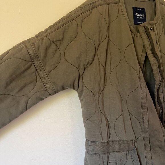 Madewell Quilted Drawstring Jacket Military Green Button Coat Size S-M - Picture 12 of 12